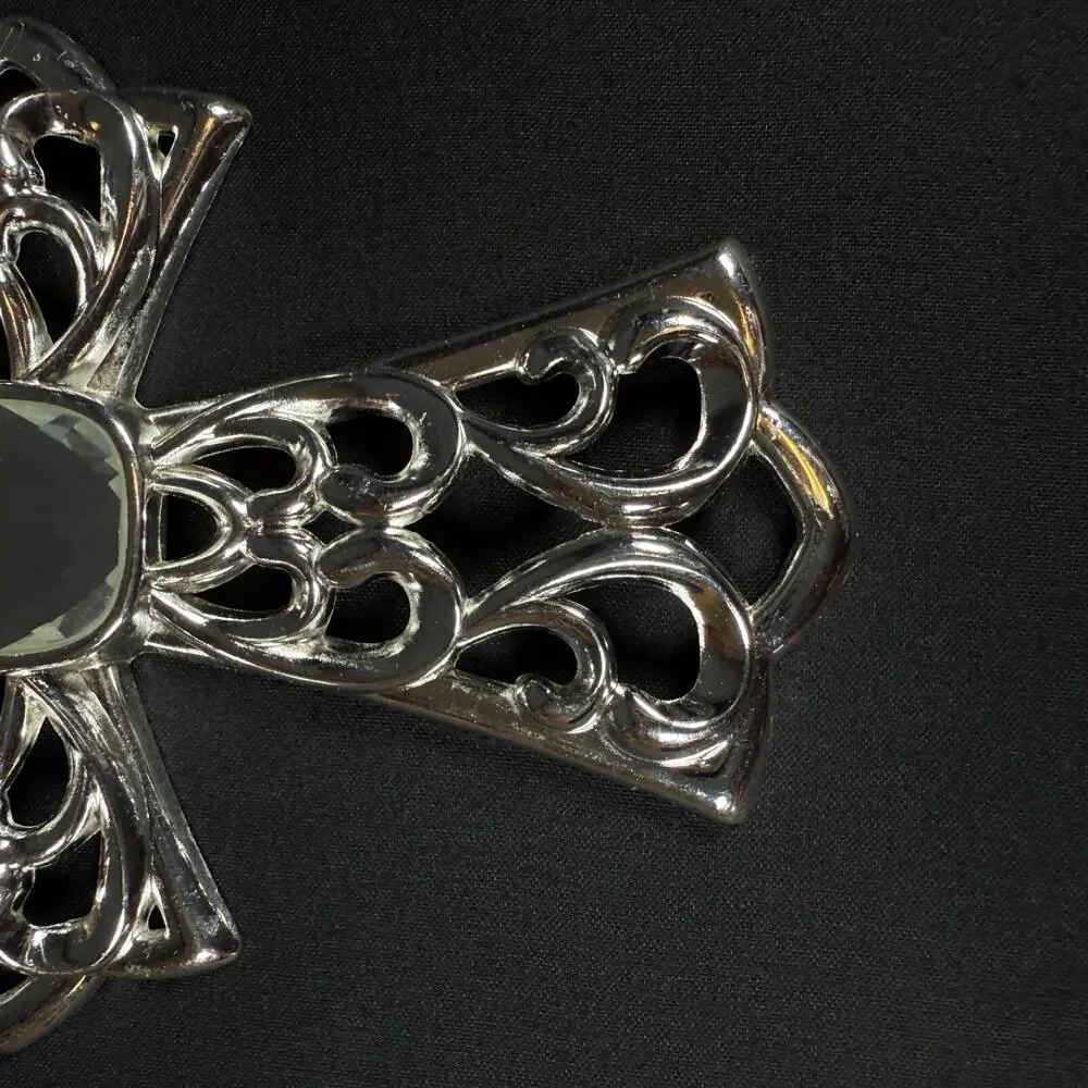 Lenox Bejeweled Silver Plated Cross Christmas tree Ornament